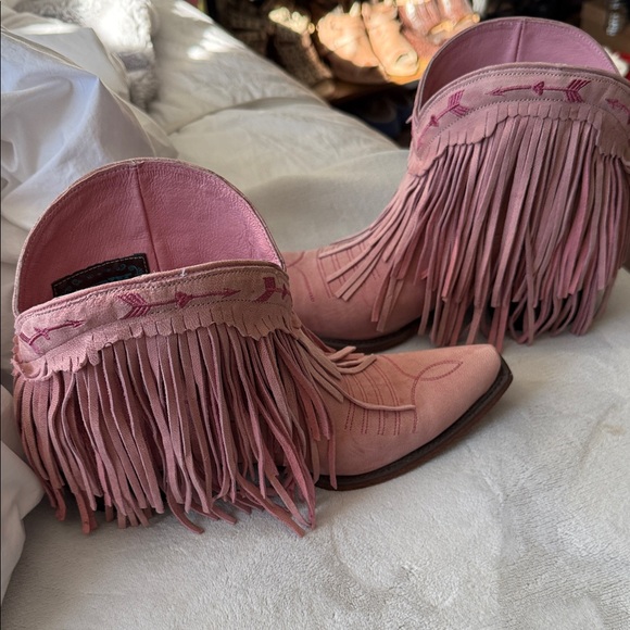 Fringed Pink Western Boots - Picture 6 of 8